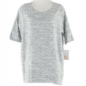 LulaRoe XS Gray White Cotton Polyester Spandex Hi Lo Top